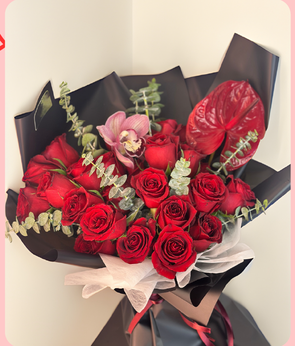 Ramo Rosas Rojas, Anturio y Orquídea